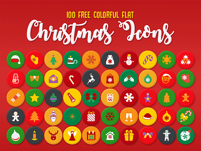 100 Free Colorful Flat Christmas Icons Vector (Ai File) christmas icons free christmas icons