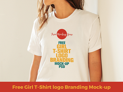 Free Flawless Girl T-Shirt Logo Branding Mock-up Psd