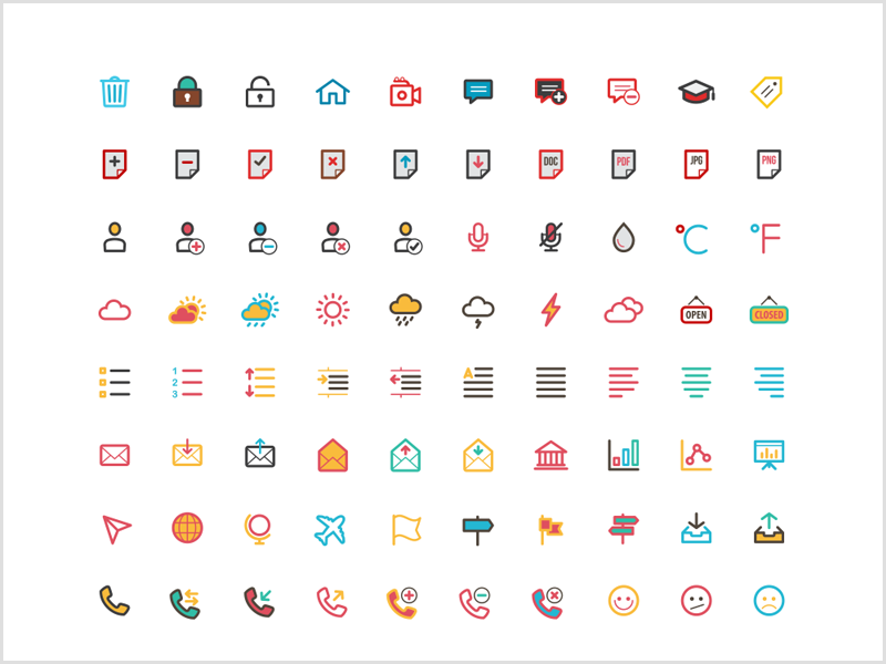 100 Free Flat Color Essentials Icons Ai (Vector File) free icons icons