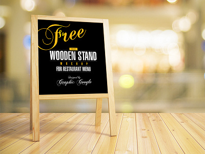 Free Wooden Stand MockUp For Restaurant Menu mockup