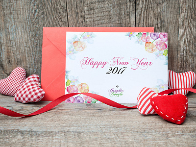 Free New Year Greeting Card Mock-up Psd & Template Design