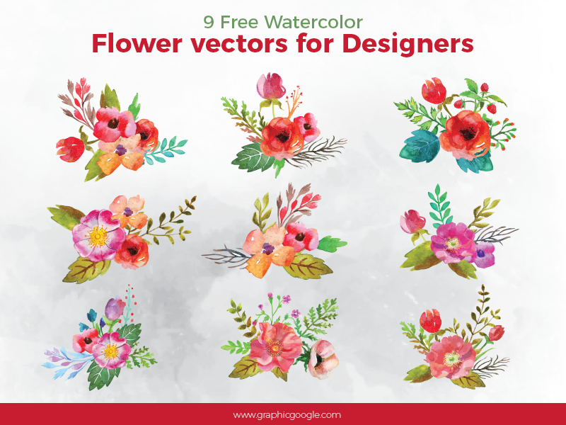 Download 9 Free Watercolor Flower Vectors For Designers by Ess Kay ...