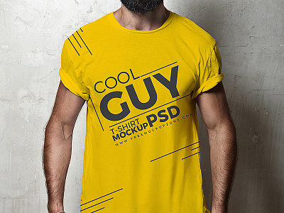 Free Cool Guy T-Shirt MockUp Psd