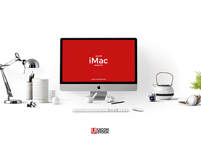 Free Silver iMac Mockup PSD Template free mockup freebie mockup mockup template psd