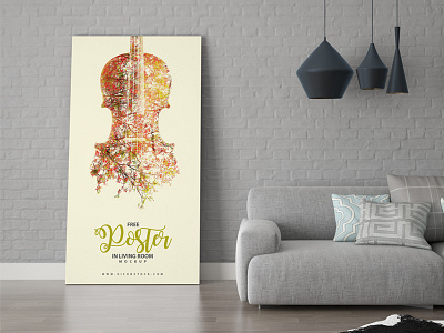 Free Poster in Living Room Mockup