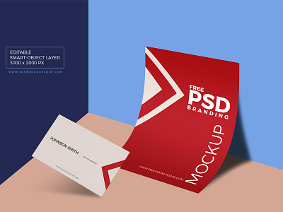 Free PSD Business Card & Paper Branding Mockup