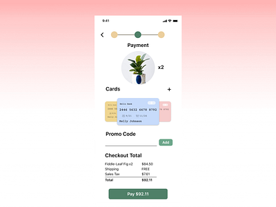 Mobile App Plant Check Out Screen