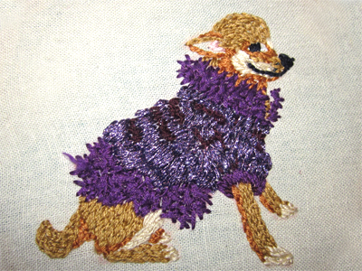 Thomas chihuahua dog embroidery illustration needle point