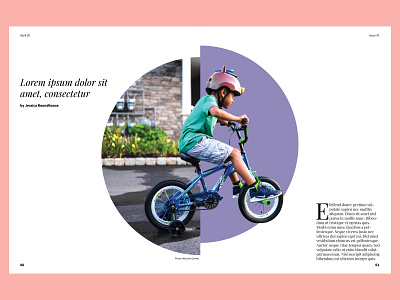 Magazine Spread - Kid with Bike adobe indesign adobe photoshop blank space design graphic graphic design indesign magazine magazine design magazine layout magazine spread minimalism minimalist minimalist design photo editing photoshop photoshop art playfair display print print design