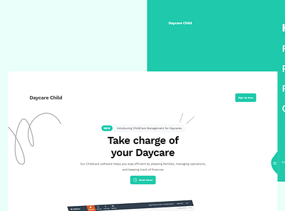 Startup Landing page concept design for childcare design framer ui visual design