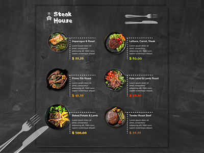 Steak House branding clean colorful design food logo minimal ui ux web