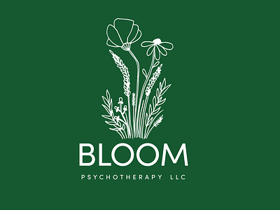 Bloom Logo brand doodle drawing emerald flower flowers green grow handdrawn logo mental health poppy therapy