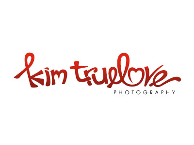 Kim Truelove Photography logo hand drawn heart lettering red
