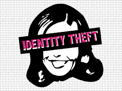 Identity Theft logo black face logo pink silhouette white