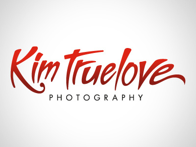Kim Truelove Photography logo - killed concept gradient hand drawn lettering logo red