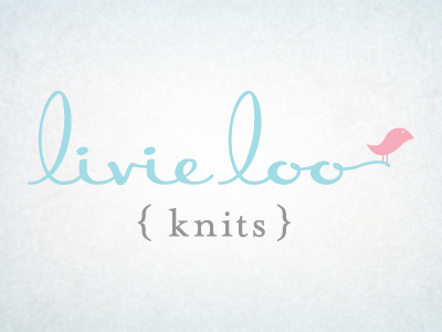 Livie Loo Knits Logo bird blue cursive gray illustration logo pink script serif type