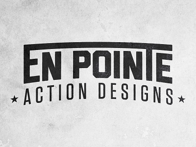 En Pointe Action Designs Wordmark arc bold condensed curved star wordmark