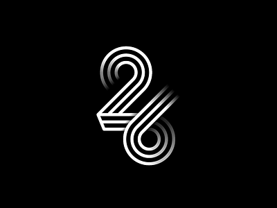 26 Logo 26 brand branding design geometric graphic design identity illustration lettering logo mark monogram monoline number numbers six symbol twenty six two typography