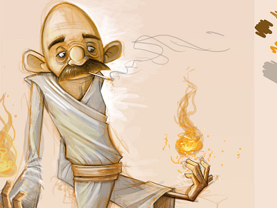 Fire-Eater Sketch burn dude eat eater fire flames guy illustration man mustache sketch