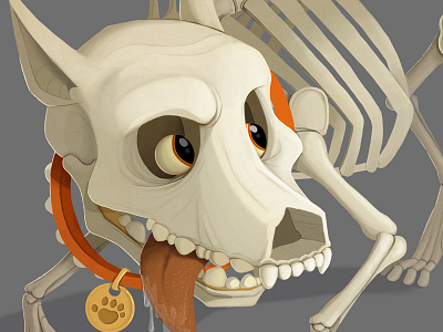 Skeleton Dog bone bones cartoon creepy dead death dog drawing halloween illustration skeleton