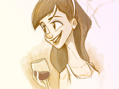 Girl Sketch drinking girl illustration sketch wine wip