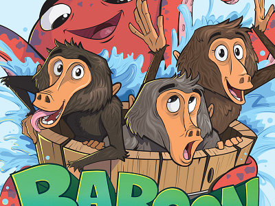 Baboon Lagoon Logo baboon columbus illustration lagoon logo monkey octopus zoo