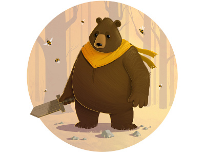 Bear Knight animal bear grizzly illustration knight print sketch sword warrior