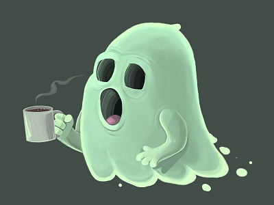 Sleepy Ghost boo coffee ghost ghoul illustration sleepy spirit
