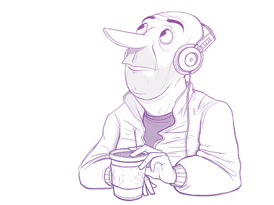 Guy Sketch coffee coffee shop drink guy headphones illustration man music sketch