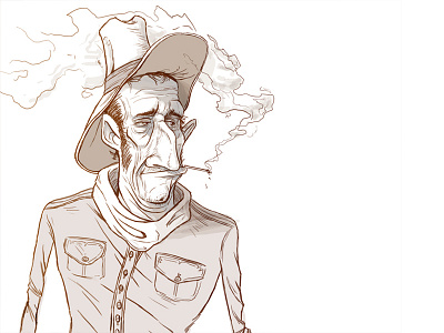 Cowboy Sketch cattle cowboy doodle dude illustration sketch smoking western