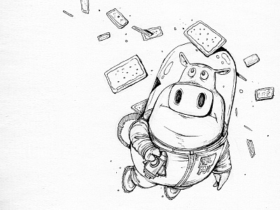 Space Pig animal doodle food illustration inktober pen pig poptarts pork rocket sketch space