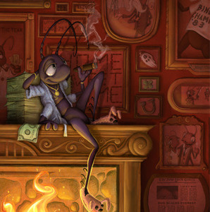 Luck of the Cricket cricket fireplace illustration luck rich
