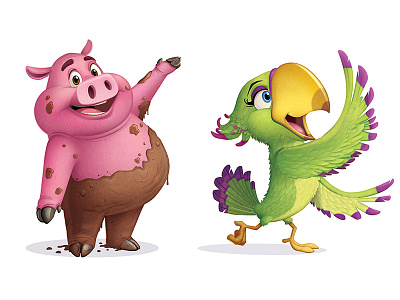 MHE Character Designs animal bird character character design creature doodle illustration parrot pig