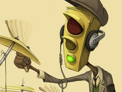 Can't Stop. Won't Stop. WIP drumming drums go illustration music traffic light