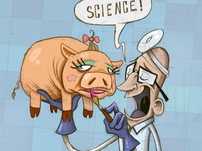 Science Sketch illustration make up pig science sketch