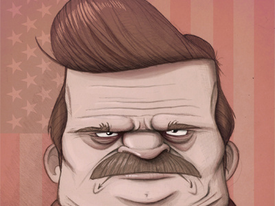 Ron Swanson ron swanson parks rec recreation nbc america bacon breakfast mustache scowl frown illustration sketch red hair ron swanson nick offerman