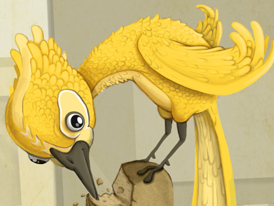 Yellow Birdy bird bread illustration yellow
