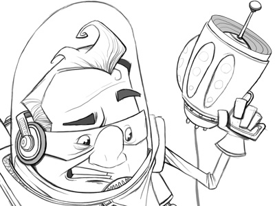 Spaceman armstrong dave gun headphones helmet illustration laser linework man sketch space spaceman