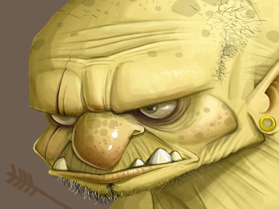 Goblin armstrong dave goblin illustration monster ogre scowl snarl teeth troll yellow