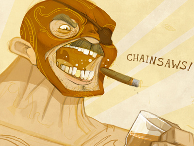 Macho Man! cigar illustration lucha macho man mustache sketch