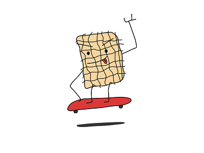 Shredding wheat cereal character illustration rad skateboard wheat