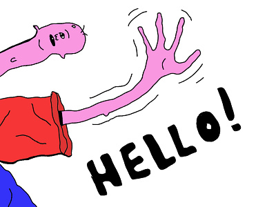 Hello character creature drawing hello illustration wave