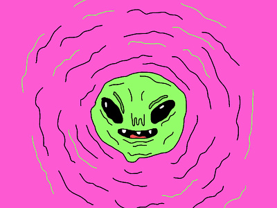 whirlpool alien alien aliens character drawing green illustration naive pink space whirlpool