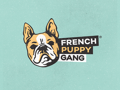 Logo design for French Puppy Gang! animal brand branding design dog dogs french bulldog icon identity illustration logo
