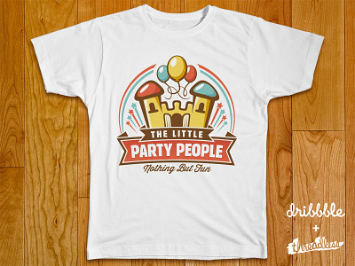 The Little Party People baloons castle design happy logo party people retro stars vintage