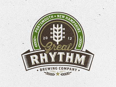 Great Rhythm beer brewing company design guitar identity illustrator label logo music retro vintage