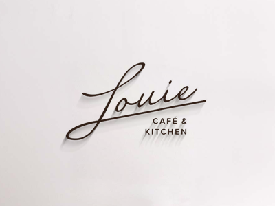 Louie - Cafe & Kitchen brand classy custom lettering logo restaurant simple