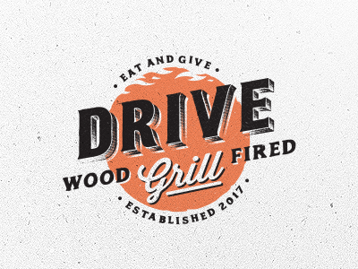 Drive Grill brand custom fired grill logo vintage wood
