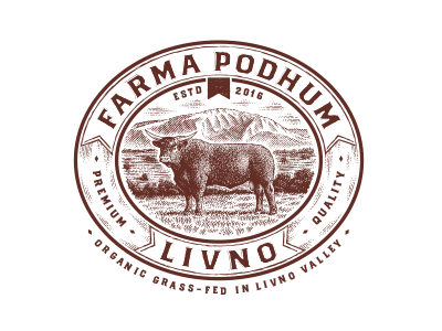 Farma Podhum brand bull design farm illustration logo organic village