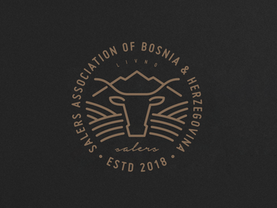 Salers Association of Bosnia & Herzegovina branding breed bull cow design farm field icon logo